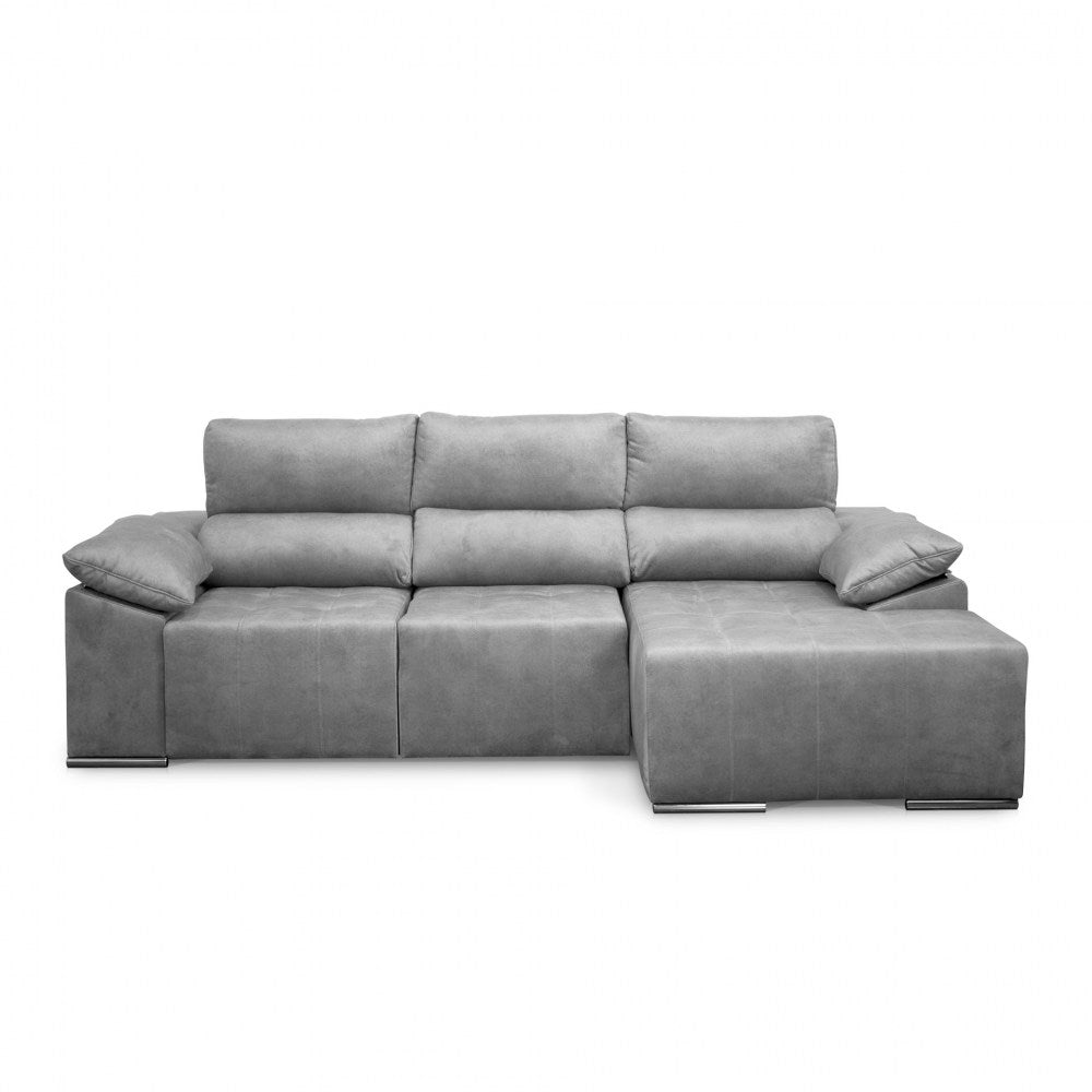 Sofá de Canto River com Chaise Longue e Assentos Extensíveis - Cinza